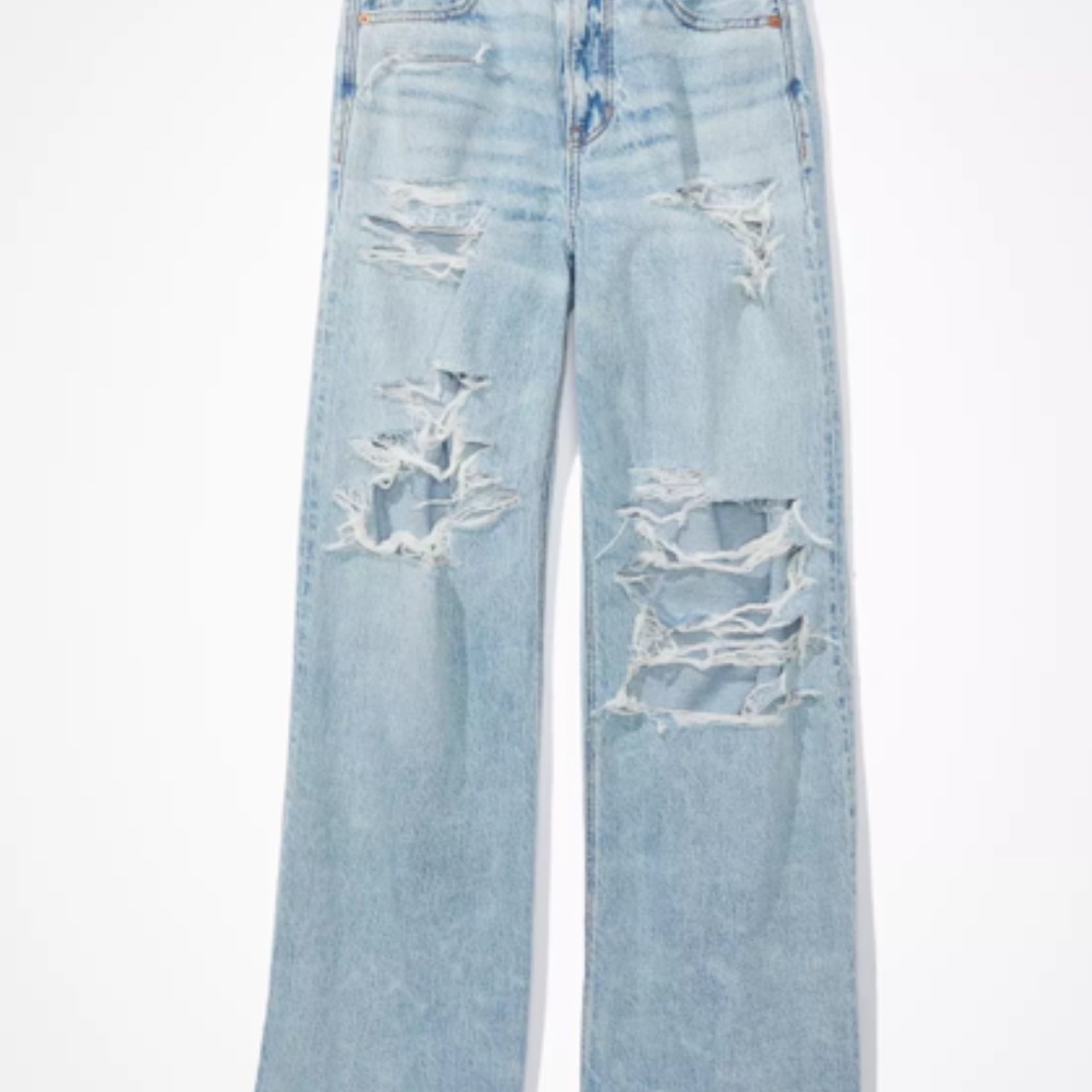 Gently worn American Eagle Ripped Curvy High-Waisted Baggy Wide-Leg Jean 18